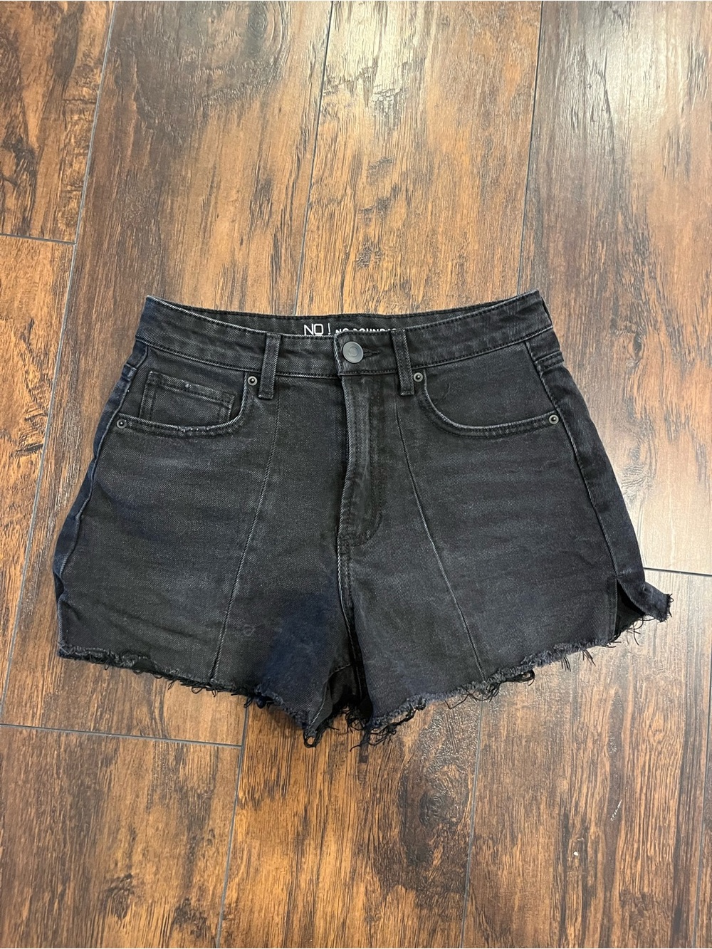 No Boundaries Black High Waist Frayed Denim Shorts